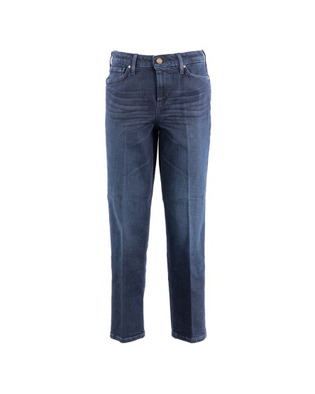 Shop DON THE FULLER  Jeans: Don The Fuller jeans "Manila".
Straight fit.
Lavaggio: blu medio scuro.
Zip, bottone oro, salpa in pelle rosa, pallino rosa.
Composizione: 98% cotone, 2% elastan.
Made in Italy.. MANILA DTF-D